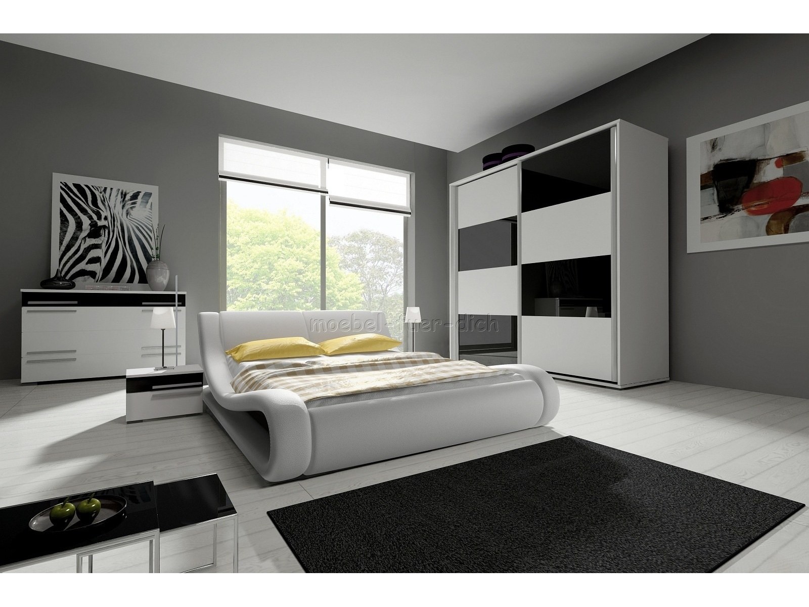 hochglanz schlafzimmer mit designerbett