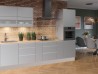 Grifflose Hochglanz Einbauküche Küchenzeile Campari 300 cm, 8-teilig, in Grau