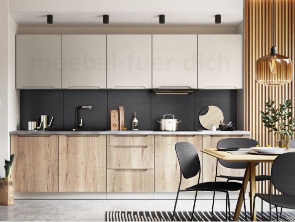 Moderne grifflose Küchenzeile Einbauküche Zoya 300 cm