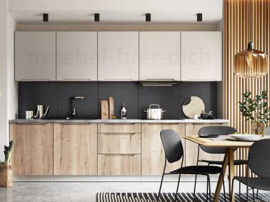 Moderne grifflose Küchenzeile Einbauküche Zoya 300 cm, 10- teilig