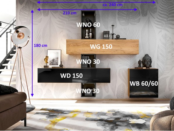Wohnwand BRIKS Set 1 Abmessungen