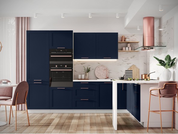 Küche mit Rahmenfronten Adele - Blau