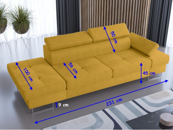 Modernes Chaiselongue Sofa Galaxy1 - Abmessungen