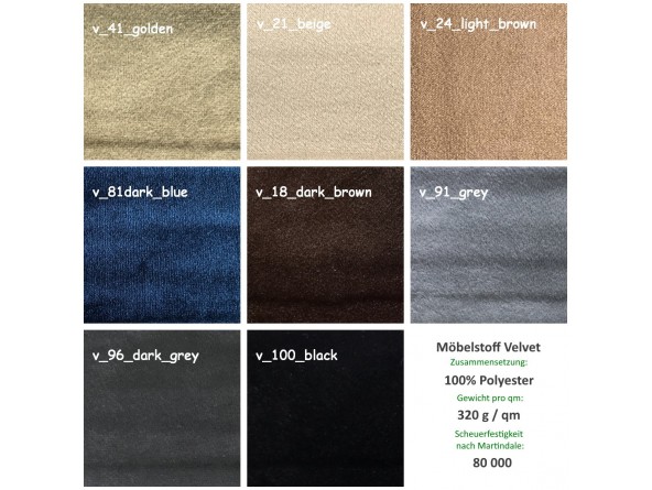 Farbpalette für Stoff Velvet