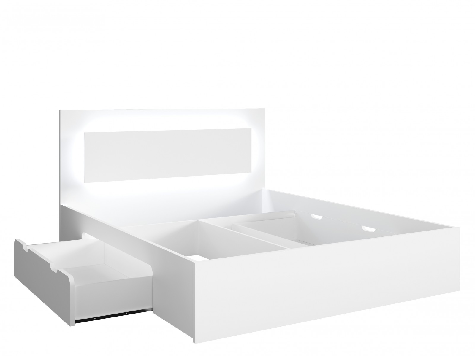 4 teiliges Schlafzimmer Set Fino im weiß, Bett mit Schubladen