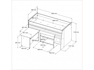 Charly 6 Hochbett - Abmessungen