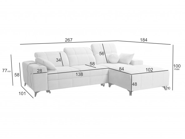 Dafne 1 Ecksofa - Abmessungen