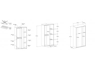 Jugendzimmer Pirouette 11 - Kleiderschrank - Abmessungen