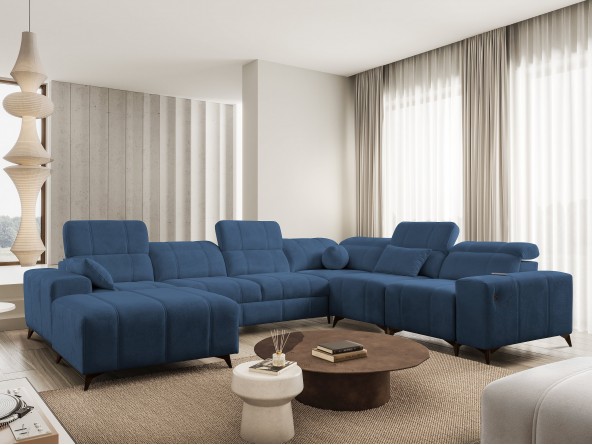 Ecksofa in U-Form Dafne 8 - blau