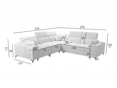 Couchecke Dafne 3 - Abmessungen