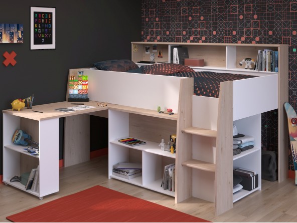Lucas-  Hochbett mit Schreibtisch von Parisot
