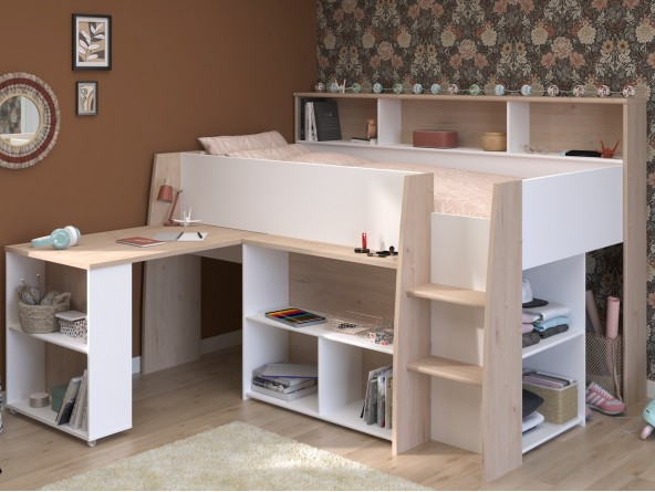 Hochbett Lucas mit Schreibtisch von Parisot
