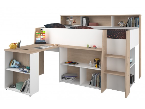 Parisot  Lucas-  Hochbett mit Schreibtisch und viel Stauraum