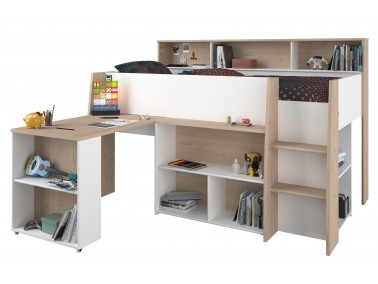 Parisot  Lucas-  Hochbett mit Schreibtisch und viel Stauraum