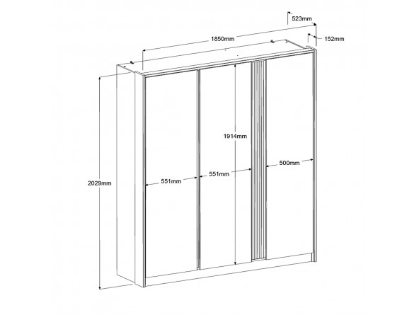 Dreitüriger Kleiderschrank Escale 6 von Parisot - Außenmaße