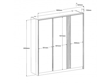 Dreitüriger Kleiderschrank Escale 6 von Parisot - Außenmaße
