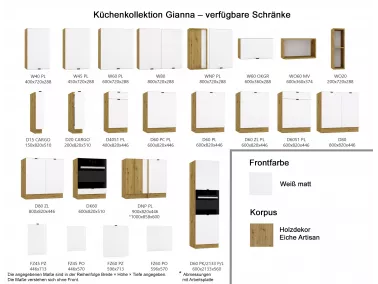 Küche Gianna - Verfügbare Schränke