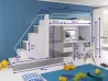 Hochbett Tomi mit Schreibtisch und Kleiderschrank - Abmessungen