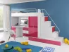 Hochbett Tomi mit Schreibtisch und Kleiderschrank - Fronten rosa