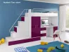 Hochbett Tomi mit Schreibtisch und Kleiderschrank - Fronten violett